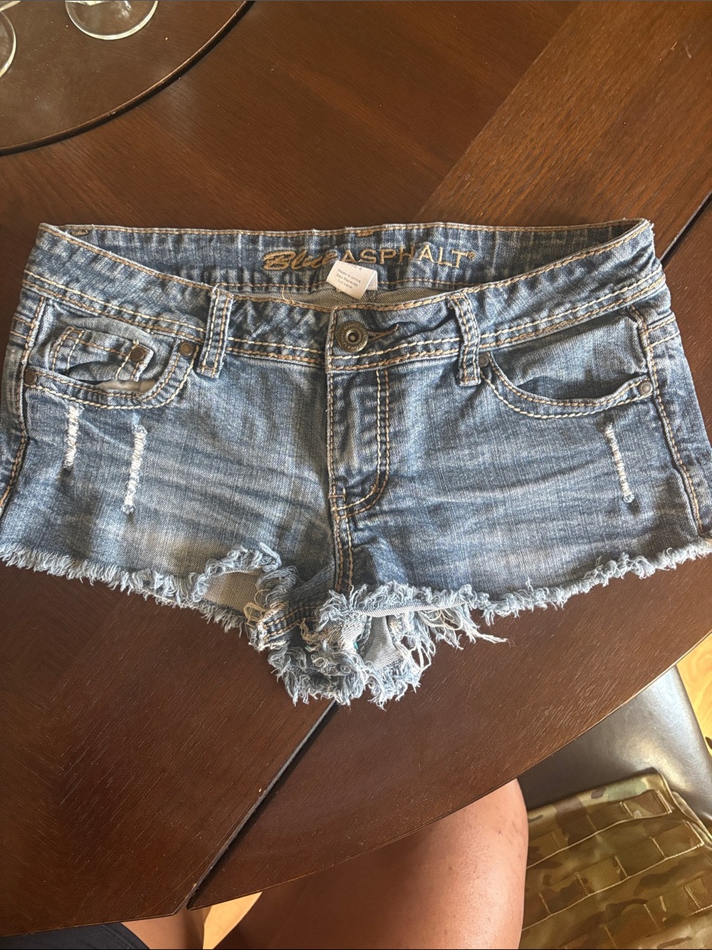 Blue Asphalt Light Blue Frayed Denim Cutoff Shorts